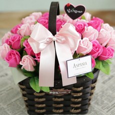 ASPASIA 充滿愛的50朵玫瑰香皂花籃, 粉紅色, 玫瑰香皂花, 1個