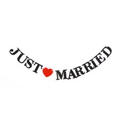 派對Pang毛氈字母橫幅 JUST MARRIED 黑色, 1 個