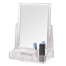 miro line 水晶方形唇膏收納桌上型雙面鏡 中型, 透明