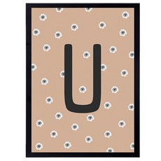 데일리봄 이니셜 아기자기꽃 U, 블랙