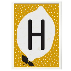 字母H檸檬室內裝飾畫框, 白色