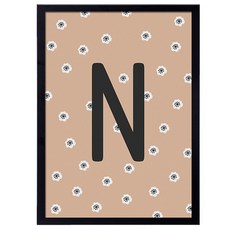 데일리봄 이니셜 아기자기꽃 N, 블랙