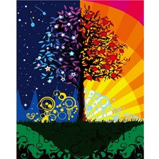 DIY 그림그리기 60cm x 75cm, 1개, 낮과밤의나무3