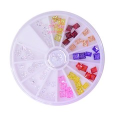 1004 Nail 方形水鑽套組 5x5, 12種指甲石, 1個