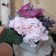 花卉超市 馬蹄蓮繡球花桌花, 粉紅色, 白色 棕色, 1個