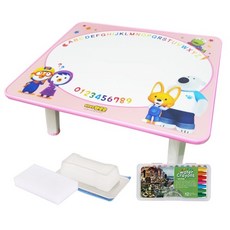 Pororo 魔術素描書桌+水蠟筆 12色+橡皮擦套組+魔術塊, 1組