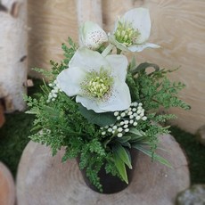 Flower Mart冬青花桌飾, 白色 黑色, 1個