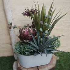 Flower Mart朝鮮薊中心裝飾品, 綠色、白棕色, 1個