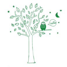 手繪貓頭鷹森林, 綠色