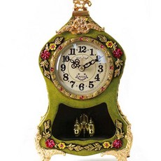 Keydari 復古花朵造型靜音座鐘 S號, 綠色