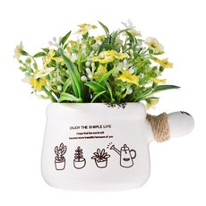 迷你花裝飾花盆, 1個, 黃色