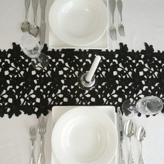 BYJIMI 花漾桌旗, 黑色, 6人座 (220 x 30cm), 1個