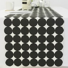 BYJIMI 復古圓點桌旗, 黑色的, 2人（130 x 40cm）