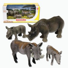 동물모형완구 코뿔소 멧돼지 4종 set, 1세트, 3세이상