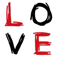 Deco Sarang 圖形貼紙 Love is B, 黑色, 紅色