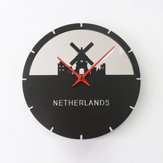 핸드팩토리 네임텍 시티 벽시계 네덜란드 L, 블랙