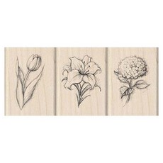잡다구리 우드스탬프, FLOWERS-SET OF 3, 1개