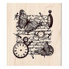 잡다구리 우드스탬프, TIME FLIES COLLAGE, 1개