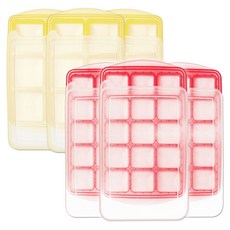 라임 알톡톡 보관용기 중 15칸 레드 + 대 6칸 옐로우 세트, 중형본체 (15 x 24 x 2 cm) 3p + 중형뚜껑 3p + 대형본체 (15 x 24 x 3 cm) 3p + 대형뚜껑 3p, 1세트, 1개