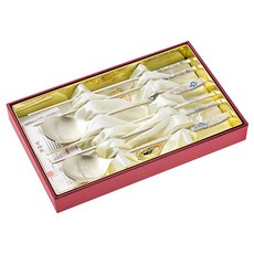 TABLE Art. 韓國製老虎鈦金龜夫妻餐具組, 6件組 (湯匙 2p, 筷子 2p, 筷架 2p), 1個