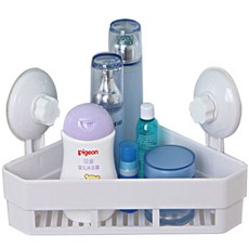 Meitoku 多用途吸盤式轉角置物架, 白色, 1個