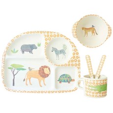 러브매 어린이 대나무 디너세트 5입, 사파리, 식기 5p, 1개