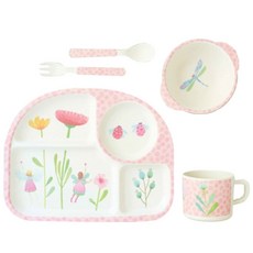 러브매 어린이 대나무 디너세트 5입, 페어리 가든, 식기 5p, 1개