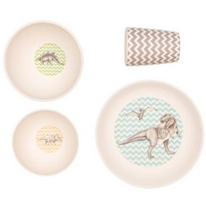 러브매 어린이 대나무 디너세트 4입, T-Rex, 접시 1p, 큰그릇 1p, 작은그릇 1p, 컵 1p, 1개