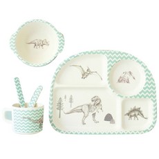 러브매 어린이 대나무 디너세트 5입, Dinosaur Feast, 식기 5p, 1개