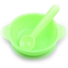 베베락 실리콘 이유식기 세트, 그린, 용기 + 스푼