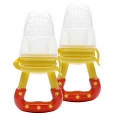 베베락 유아용 실리콘과즙망, 옐로우, 2개