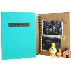 제이밀크 프리미엄 이니셜 맞춤 임신초음파앨범 링, 민트, 64p