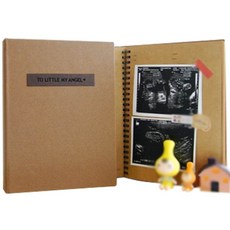 제이밀크 프리미엄 이니셜 맞춤 임신초음파앨범 링, 브라운, 64p