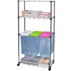 데코 재활용 분리수거함 사각3단3P, 혼합 색상