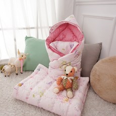 BEAUTE HOUSE 印花包巾+絎縫薄墊 粉色