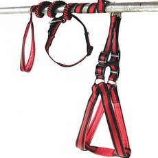 버퍼가죽목가슴줄세트 PYW2948, 블랙레드, 1개