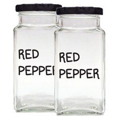 方形黑色蓋子調味料罐 Unit Alphabet REDPEPPER, 2個, 270毫升