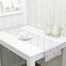 livingdeco 格紋桌旗, 6人 (25cm x 185cm), 米色