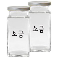 사각실버뚜껑 양념통 귀요미한글 소금, 270ml, 2개
