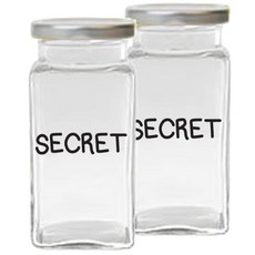 方形銀蓋調味盒單位字母秘密, 2個, 270毫升