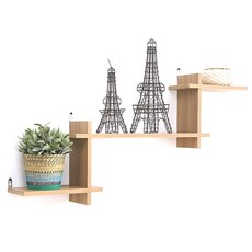 ArAmA 階梯型壁掛式收納置物架, 橡木, 一層