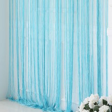 코지샵 스트링 네츄럴 실커튼 1장, 아쿠아 블루