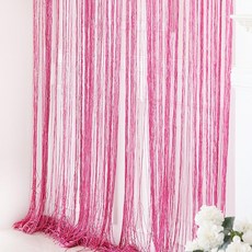 코지샵 스트링 럭셔리 실 커튼, 실버 핫핑크