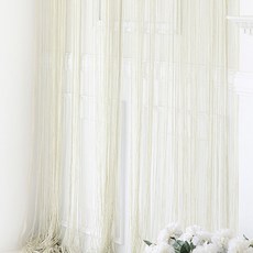 코지샵 스트링 럭셔리 실 커튼, 실버 아이보리