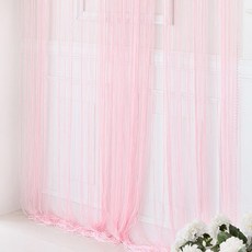 코지샵 스트링 네츄럴 실커튼 1장, 파스텔 핑크