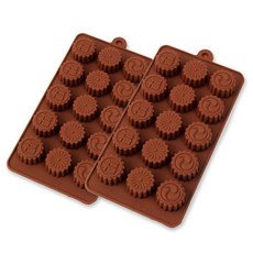 E-home烘焙 巧克力迷你羊羹尺寸 矽膠模具 福字 15格 小, 單一顏色, 2個