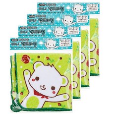 misoro 圖案印花手帕, 小熊款, 4入