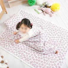 Coney Island 兒童涼感雙層被睡墊蕎麥枕芯組+收納袋, 圓形星星款