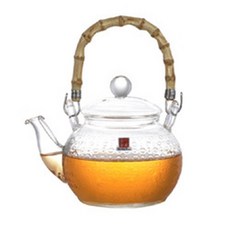 이우야오 전아호 대나무손잡이 유리 티팟 차호, 혼합 색상, 600ml, 1개