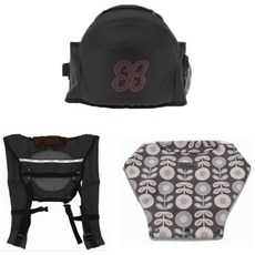 SINBII 2.5簡約風格腰凳 黑色+雙肩背帶 黑色+印花背帶套, 1組